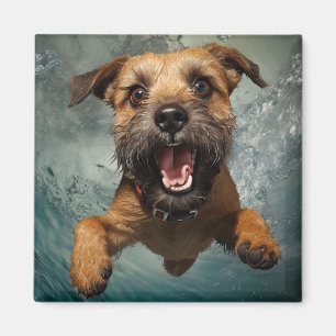 Spielefreudiger Hund Schwimmt Unterwasser Design Magnet