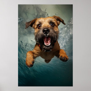 Spielefreudiger Hund Schwimmt Unterwasser Design Poster