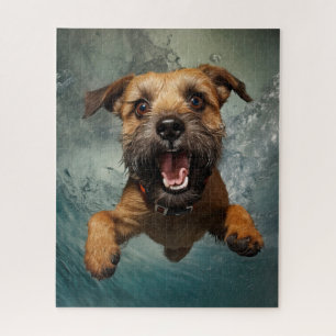 Spielefreudiger Hund Schwimmt Unterwasser Design Puzzle