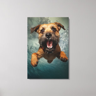 Spielelustiger Hund Schwimmt Unterwasser Design Leinwanddruck