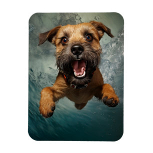 Spielelustiger Hund Schwimmt Unterwasser Design Magnet