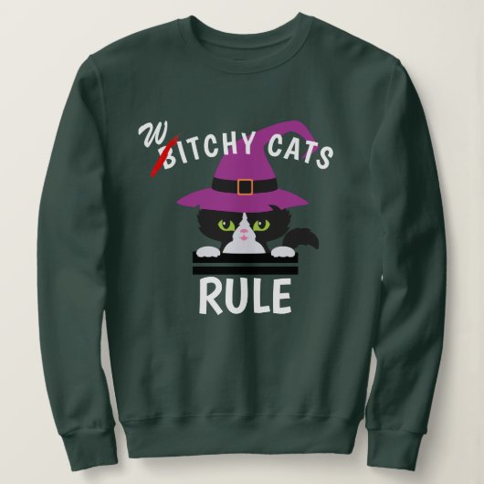 Spielen auf Wordwitchy Cats Rule Funny Halloween Sweatshirt (Design vorne)