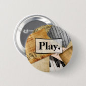 Spielen. Klaviertasten Noten antike Noten Button (Vorne & Hinten)