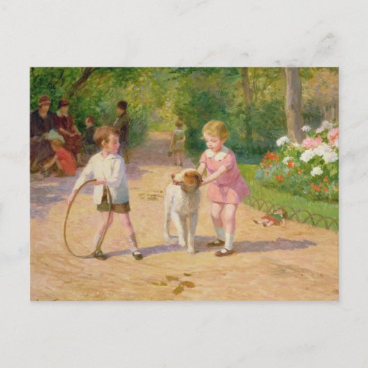 Spielen mit dem Schlauch Postkarte (Vorderseite)