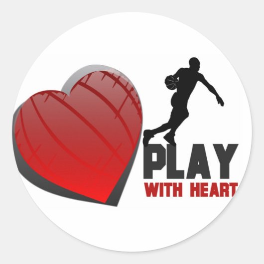 Spielen mit Herzbasketball Runder Aufkleber (Vorderseite)