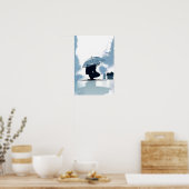 Spielen mit Katze auf einem Rainday Poster (Küche)