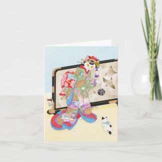 Spielen mit Katzen Ukiyoe Notecard Moussart Karte