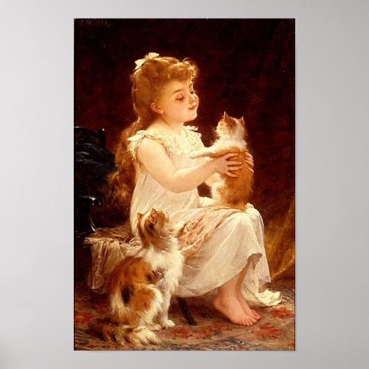 Spielen mit Kitten - Drucken Poster (Vorne)