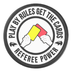 Spielen nach Regeln erhalten die Karten Referenten Eishockey Puck