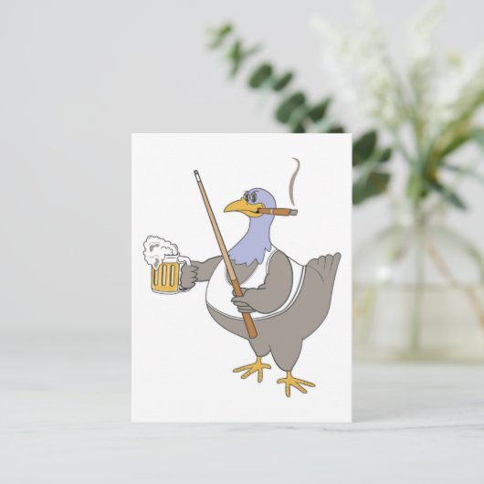 Spielen Pool Shark Huhn Funny Postkarte (Stehend Vorderseite)