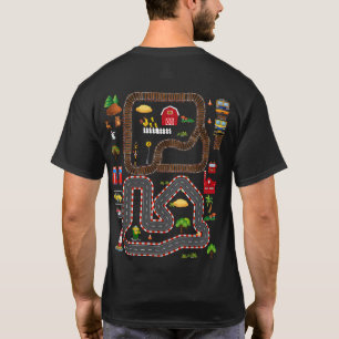 Spielen Sie Autos auf dem Rücken-Mat-Road-Rennweg T-Shirt