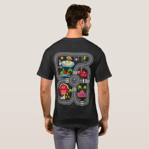 Spielen Sie Autos auf dem Rücken-Mat-Road-Rennweg  T-Shirt
