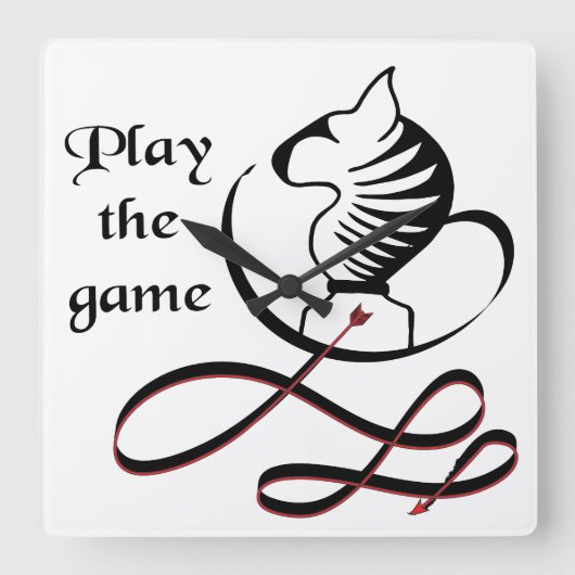 Spielen Sie den GAME Bull Terrier Quadratische Wanduhr (Vorderseite)