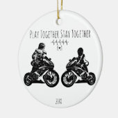 Spielen Sie gemeinsam... Personalisiert Motorrad Keramik Ornament (Links)