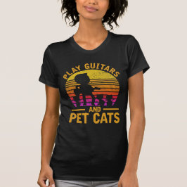 Spielen Sie Gitarren Hauskatzen Musiker Niedlich K T-Shirt