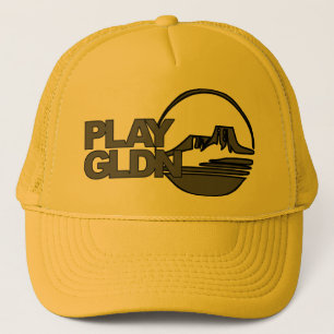 Spielen Sie goldenen #PlayGldn Hut - Grau auf Gold Truckerkappe