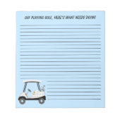 Spielen Sie Golf Cart mit Bier und Hot Dog Notizblock (Vorderseite)