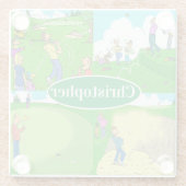 Spielen Sie Golf Cartoon mit Ihrem Namen. Glasuntersetzer (Rückseite)