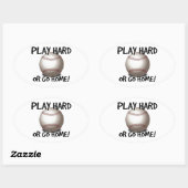 Spielen Sie Hard oder Go Zuhause! Baseball Ovaler Aufkleber (Blatt)