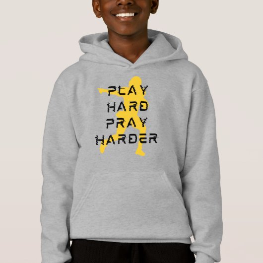 Spielen Sie hart, beten Sie mehr Hoodie (Vorderseite)