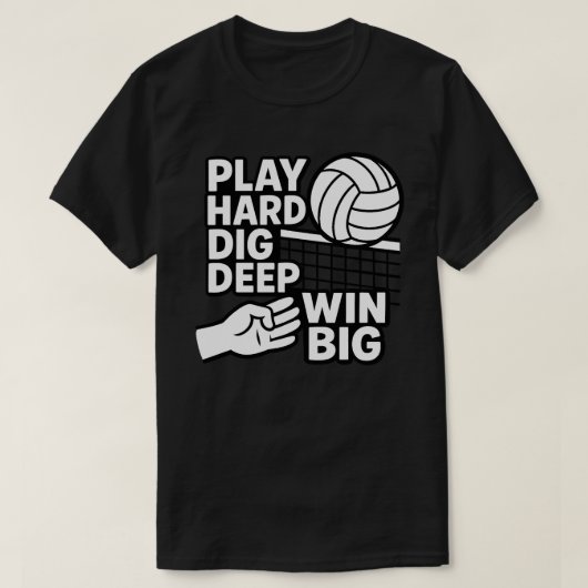 Spielen Sie hart, tief gewinnen T-Shirt (Design vorne)