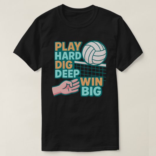Spielen Sie hart, tief gewinnen T-Shirt (Design vorne)