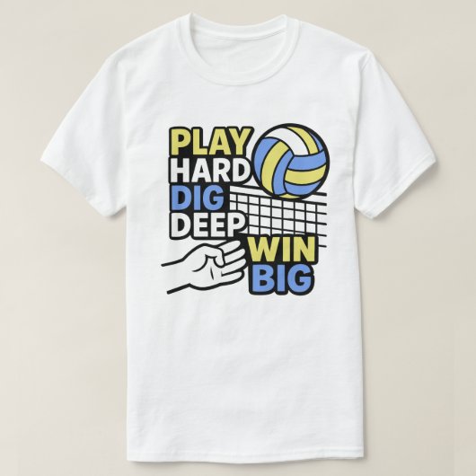 Spielen Sie hart, tief gewinnen T-Shirt (Design vorne)