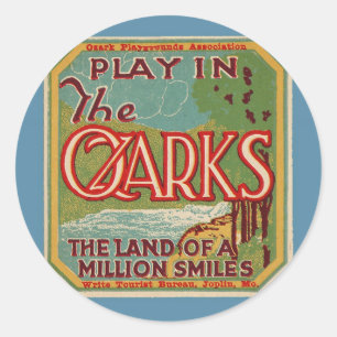 Spielen Sie im OZARKS Land eines Millionen Lächeln Runder Aufkleber