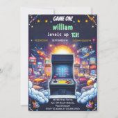 Spielen Sie Junge Coole Kinder Gaming Level Up 13. Einladung (Vorderseite)