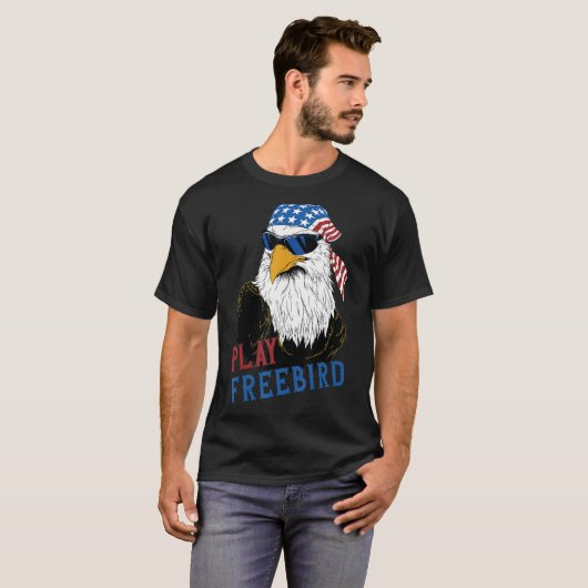 Spielen Sie kostenlosen Vogel Adler Mullet 4. Juli T-Shirt (Vorne ganz)