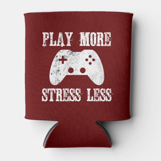 Spielen Sie mehr Stress und weniger Videospiel Dosenkühler (Vorderseite)