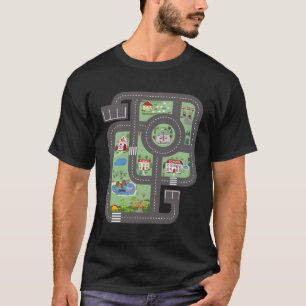 Spielen Sie mit Dinosauriern auf dem Vater Rennbah T-Shirt
