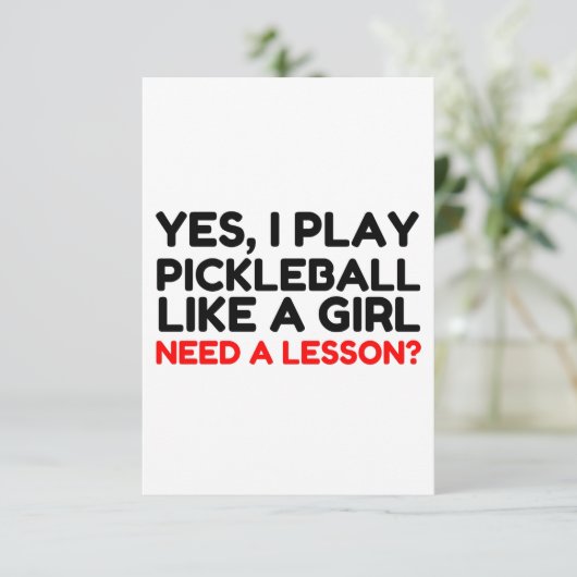 Spielen Sie Pickleball wie ein Mädchenunterricht Dankeskarte (Stehend Vorderseite)