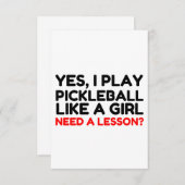 Spielen Sie Pickleball wie ein Mädchenunterricht Dankeskarte (Vorne/Hinten)