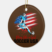 Spielen Sie wie ein Girl USA Fußball Team American Keramik Ornament (Links)
