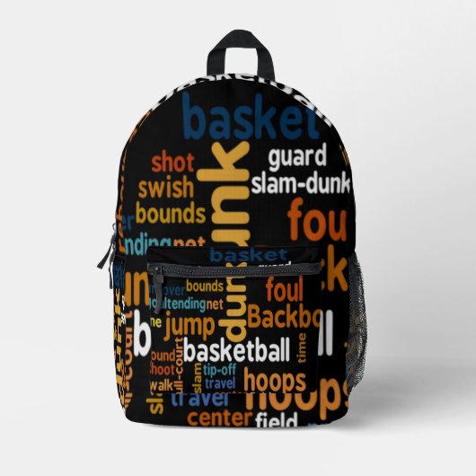 Spielen unterwegs: Basketball-Zubehör - farbenfroh Bedruckter Rucksack (Vorderseite)