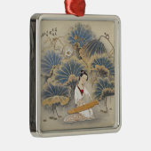 Spielen von Musik durch Lotus-Teich Silbernes Ornament (Rechts)