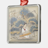 Spielen von Musik durch Lotus-Teich Silbernes Ornament (Links)