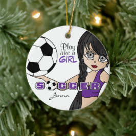 Spielen wie ein Mädchen | Fußball | LILA Keramik Ornament