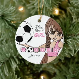 Spielen wie ein Mädchen | Fußball | Rosa Keramik Ornament