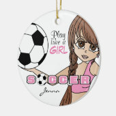 Spielen wie ein Mädchen | Fußball | Rosa Keramik Ornament (Links)