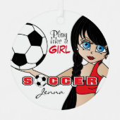 Spielen wie ein Mädchen | Fußball | Rot Ornament Aus Metall (Vorderseite)