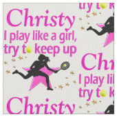 SPIELEN WIE EIN MÄDCHEN PERSONALISIERTER TENNIS FA STOFF (Nahaufnahme)