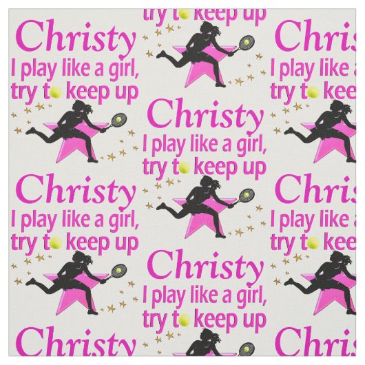 SPIELEN WIE EIN MÄDCHEN PERSONALISIERTER TENNIS FA STOFF (Muster)