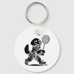 Spielen wir Badminton Player Shuttle Racket Schlüsselanhänger