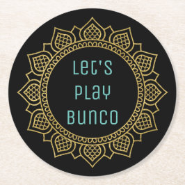 Spielen wir Bunco Girls Night Out Party Gold Black Runder Pappuntersetzer