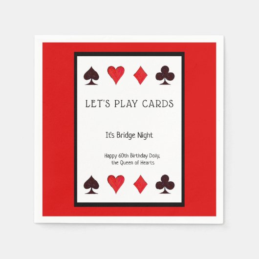 Spielen wir Cards Party Cocktail Napkins - Geburts Serviette (Vorderseite)