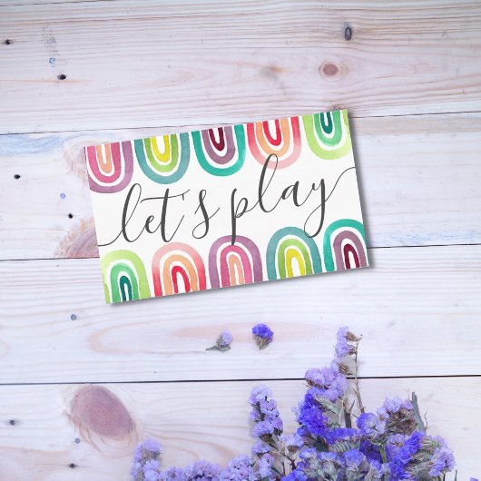 Spielen wir den Rainbow Playdate Parent Networking Telefonnummerkarte