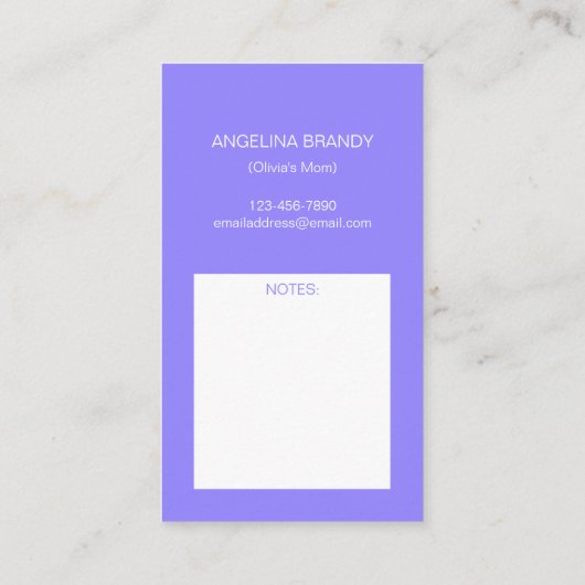 Spielen wir die Rainbow Playdate Mommy Calling Car Telefonnummerkarte (Rückseite)