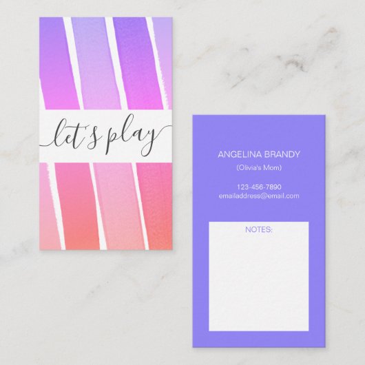 Spielen wir die Rainbow Playdate Mommy Calling Car Telefonnummerkarte (Vorne/Hinten)